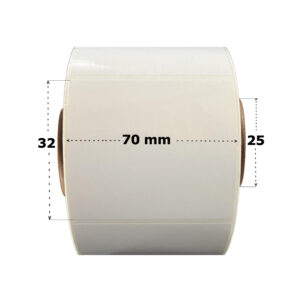 Etiquetas Poliester Blanco 70x32mm, Canuto 25mm. Caja